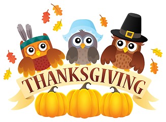 Image showing Thanksgiving owls thematic image 7