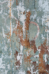 Image showing Rusty metal surface with blue paint