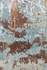 Image showing Rusty metal surface with blue paint