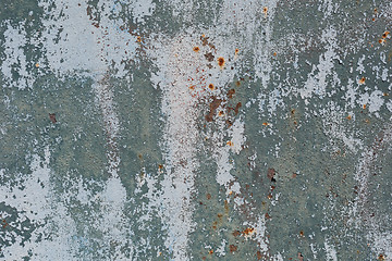 Image showing Rusty metal surface with blue paint