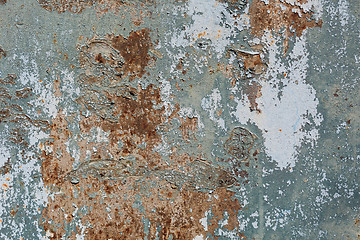 Image showing Rusty metal surface with blue paint