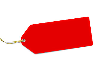 Image showing a typical red price tag isolated on white background