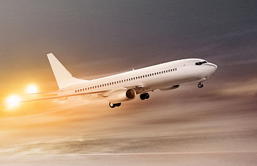 Image showing airplane in snowstorm at night