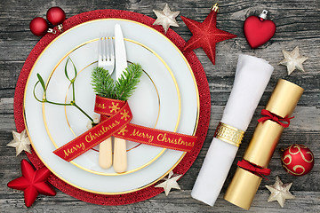 Image showing Christmas Dinner Place Setting