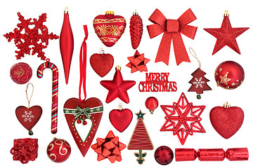 Image showing Red Christmas Bauble Decorations