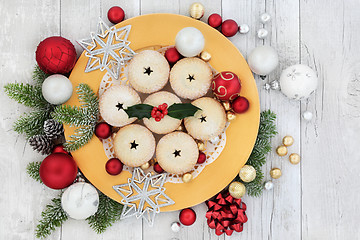 Image showing Christmas Mince Pies and Decorations