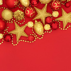 Image showing Red and Gold Christmas Baubles