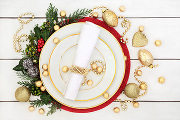 Image showing Christmas Dinner Decorative Table Setting