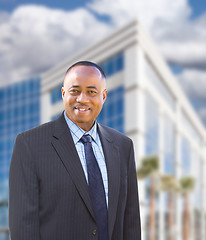 Image showing Handsome African American Businessman In Front of Corporate Buil