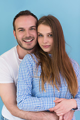Image showing couple isolated on blue Background