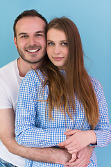 Image showing couple isolated on blue Background