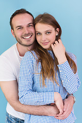 Image showing couple isolated on blue Background