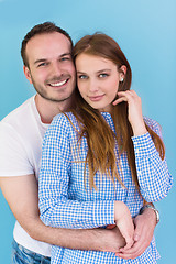 Image showing couple isolated on blue Background