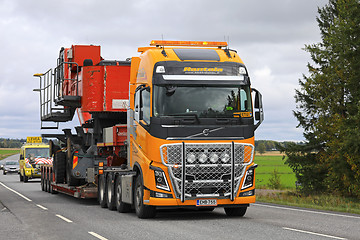 Image showing Volvo FH16 Hauls Overside Load in Traffic