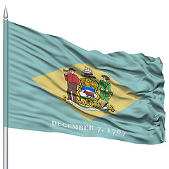 Image showing Isolated Delaware Flag on Flagpole, USA state