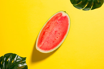 Image showing Watermelon on yellow background