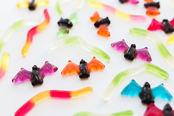 Image showing gummy worms and bet candies for halloween party