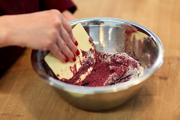 Image showing chef making macaron batter at confectionery