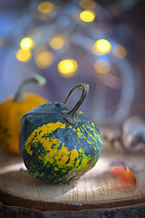 Image showing Autumn decoration with small pumpkins