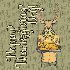 Image showing Vector illustration of Thanksgiving deer concept