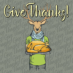 Image showing Vector illustration of Thanksgiving deer concept