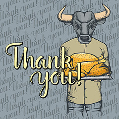 Image showing Vector illustration of Thanksgiving bull concept