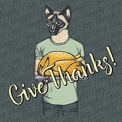 Image showing Vector illustration of Thanksgiving cat concept