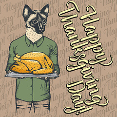 Image showing Vector illustration of Thanksgiving cat concept