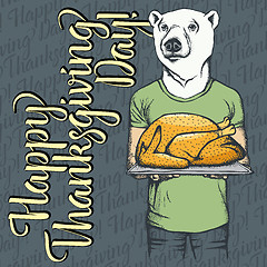 Image showing Vector illustration of Thanksgiving bear concept