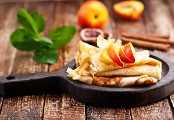 Image showing pancake with peach 