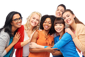 Image showing international group of happy women hugging