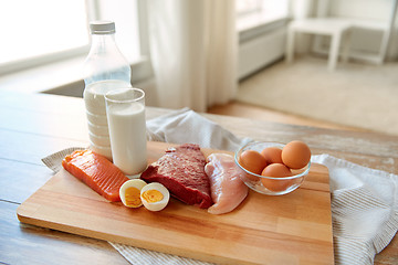 Image showing natural protein food on wooden table