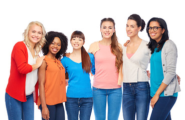 Image showing international group of happy women hugging