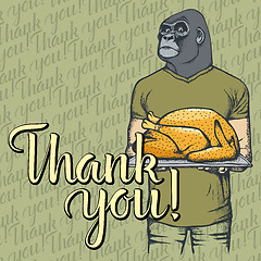 Image showing Vector illustration of Thanksgiving monkey concept