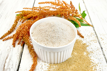 Image showing Flour amaranth in white bowl on board