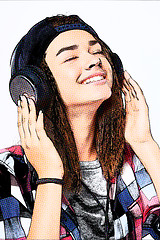 Image showing Teen girl listening enjoying music