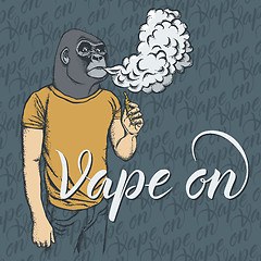 Image showing Gorilla vaping an electronic cigarette