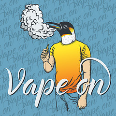 Image showing Penguin vaping an electronic cigarette