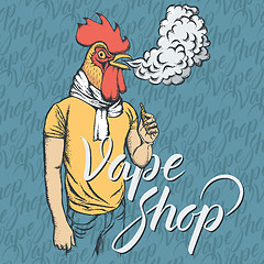 Image showing Rooster vaping an electronic cigarette