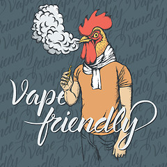 Image showing Rooster vaping an electronic cigarette