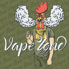 Image showing Rooster vaping an electronic cigarette