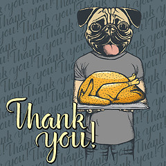 Image showing Vector illustration of Thanksgiving pug dog concept