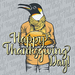 Image showing Vector illustration of Thanksgiving penguin concept