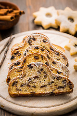 Image showing Christmas stollen with cookies