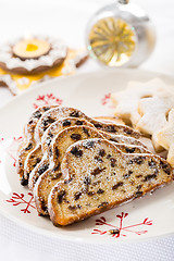 Image showing Christmas stollen with cookies