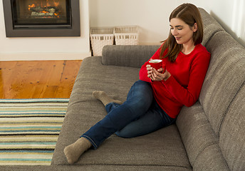 Image showing Having a good time with a coffee