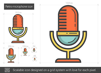 Image showing Retro microphone line icon.