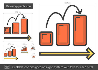 Image showing Growing graph line icon.