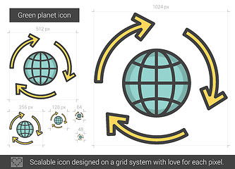 Image showing Green planet line icon.