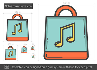 Image showing Online music store line icon.